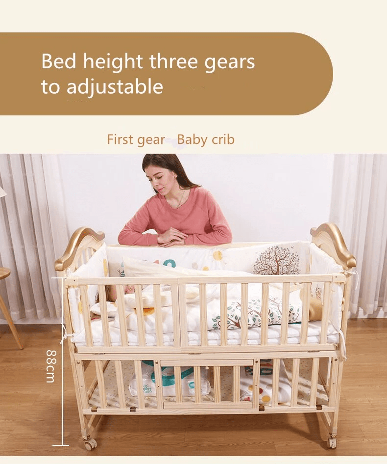 BabyTeddy® 12 in 1 Patented Multifunctional Forest Theme Baby Crib, Cot, Toddler Bed With 6pc Bedding set ,Mosquito net,Diaper Changing Station and Mattress - Image 10