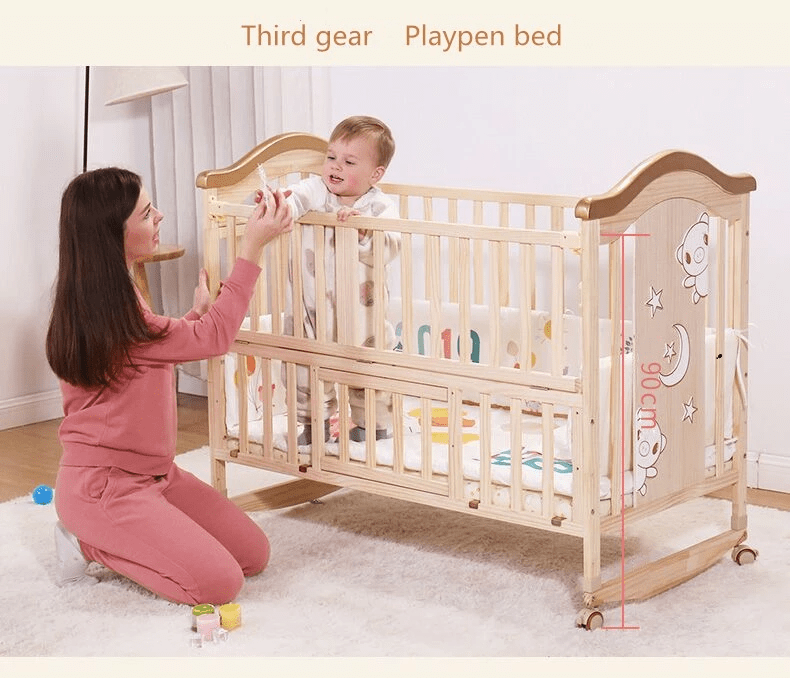 BabyTeddy® 12 in 1 Patented Multifunctional Forest Theme Baby Crib, Cot, Toddler Bed With 6pc Bedding set ,Mosquito net,Diaper Changing Station and Mattress - Image 12