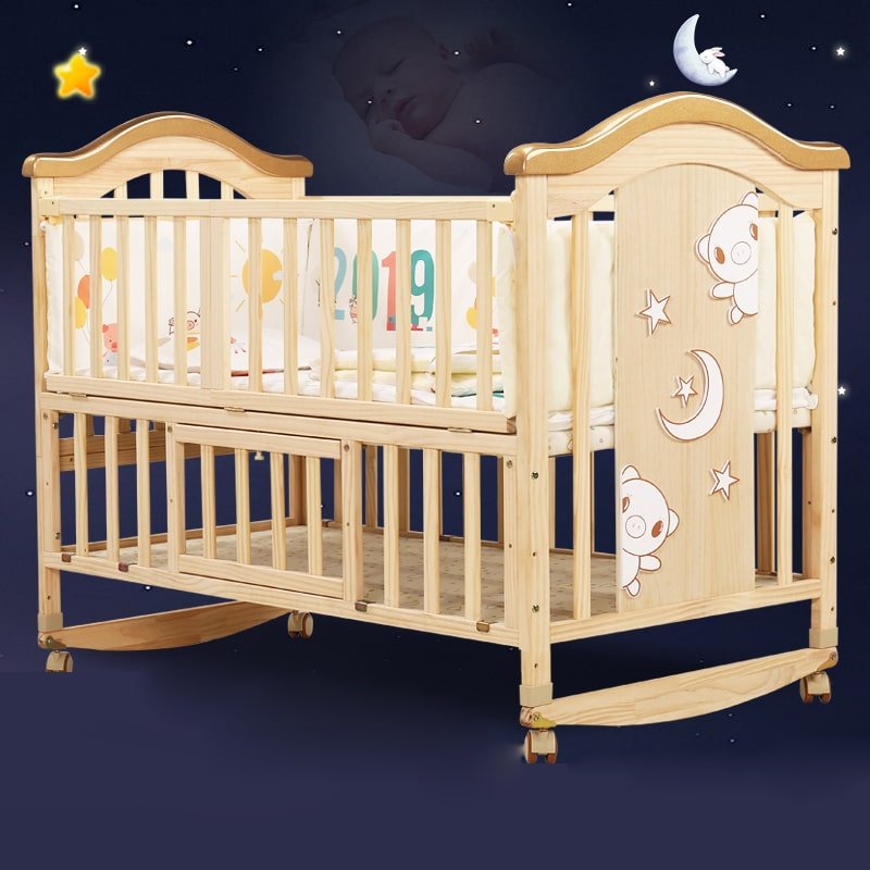 BabyTeddy® 12 in 1 Patented Multifunctional Forest Theme Baby Crib, Cot, Toddler Bed With 6pc Bedding set ,Mosquito net,Diaper Changing Station and Mattress - Image 14