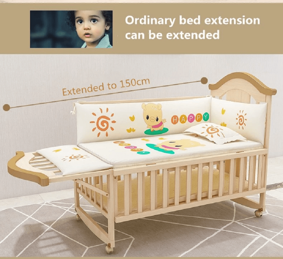 BabyTeddy® 12 in 1 Patented Multifunctional Forest Theme Baby Crib, Cot, Toddler Bed With 6pc Bedding set ,Mosquito net,Diaper Changing Station and Mattress - Image 16