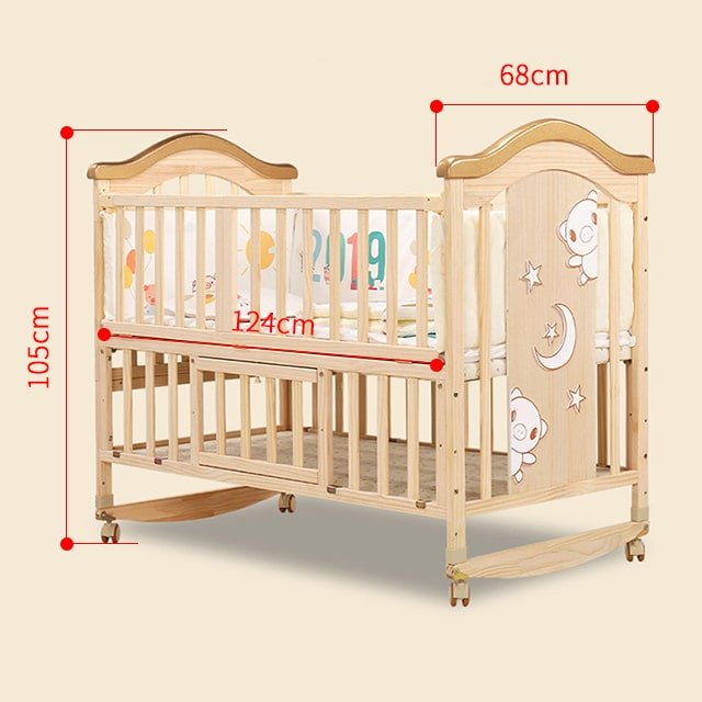 BabyTeddy® 12 in 1 Patented Multifunctional Forest Theme Baby Crib, Cot, Toddler Bed With 6pc Bedding set ,Mosquito net,Diaper Changing Station and Mattress - Image 4