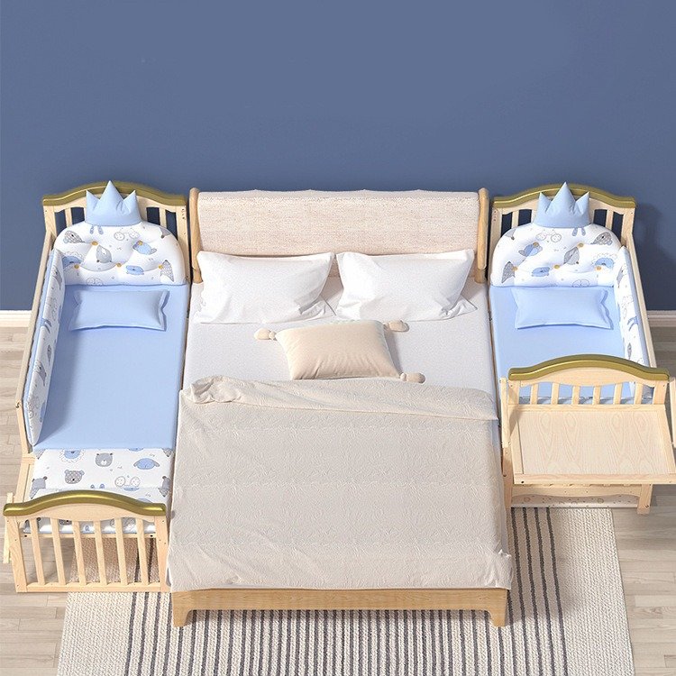 BabyTeddy® 12 in 1 Patented Multifunctional Forest Theme Baby Crib, Cot, Toddler Bed With 6pc Bedding set ,Mosquito net,Diaper Changing Station and Mattress - Image 2