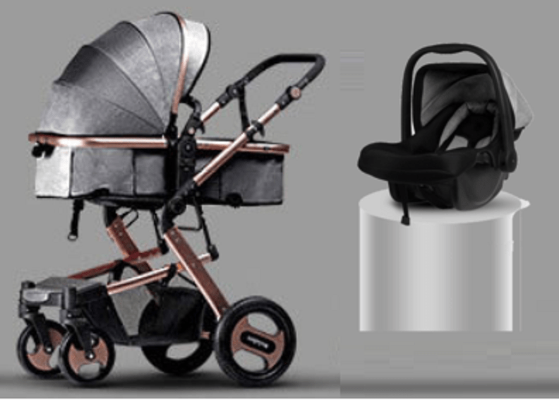 BabyTeddy 4 in 1 Baby Car System Easy Fold, for Newborn Baby/Kids, 0-4 Years Stroller/Pram + Infant Car seat(Silver Glamour)