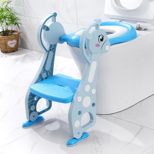 BabyTeddy® Patented Baby Potty Seat Chair Toilet Trainer Cushioned With steps And Easy Grip Handle 1-8 Years Age Kid