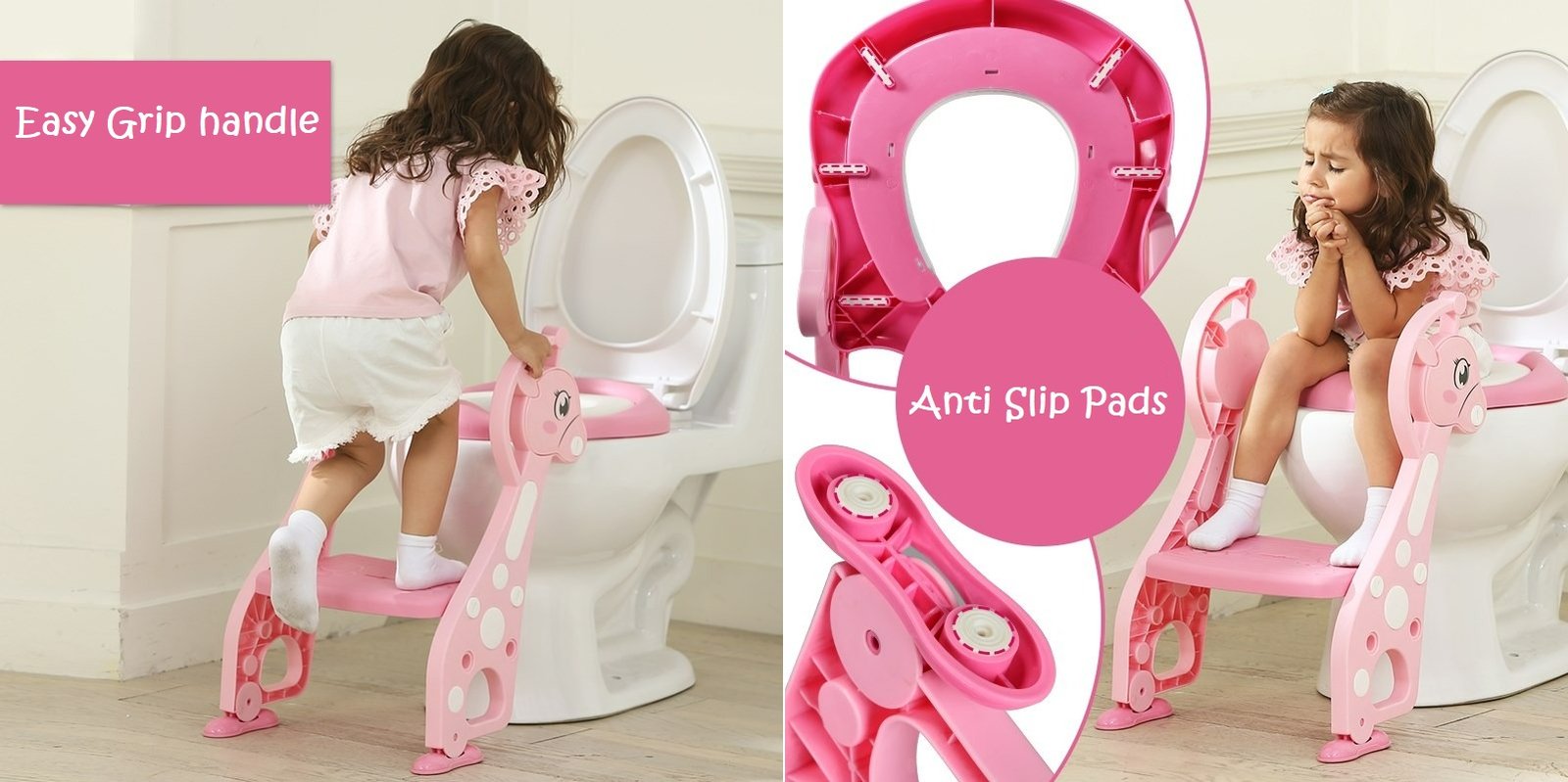 BabyTeddy® Patented Baby Potty Seat Chair Toilet Trainer Cushioned With steps And Easy Grip Handle 1-8 Years Age Kid - Image 31