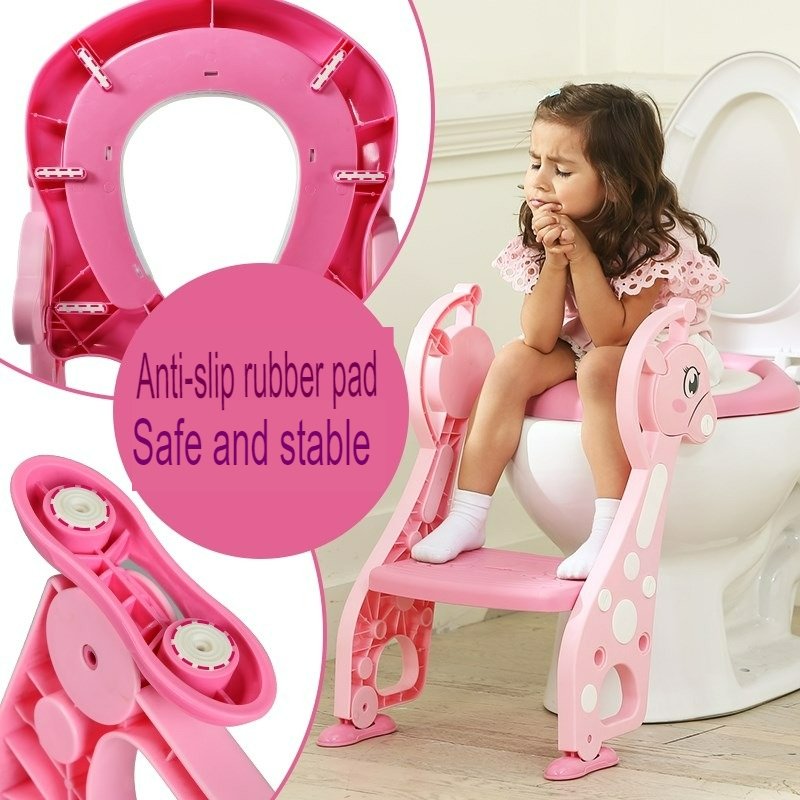 BabyTeddy® Patented Baby Potty Seat Chair Toilet Trainer Cushioned With steps And Easy Grip Handle 1-8 Years Age Kid - Image 12