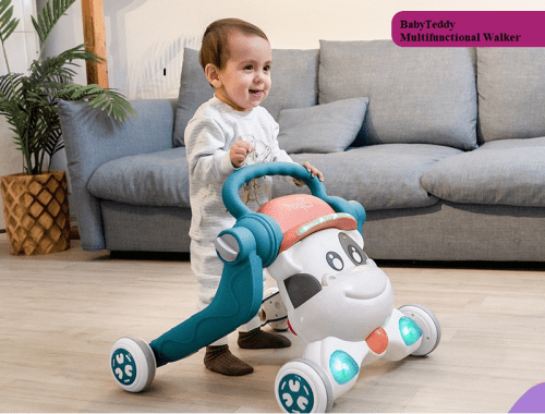 BabyTeddy Patented 5 in 1 Baby Walker Scooter Bike Anti-o Shaped Leg Anti-Fall Music Box Baby Walker (Blue-Orange Colour)