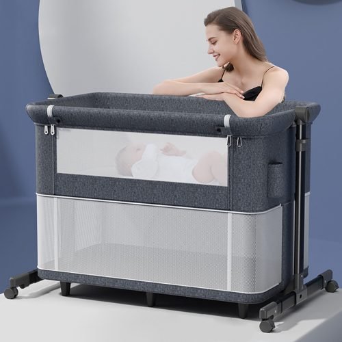 BabyTeddy Patented Multifunctional 10 in 1 Portable Baby Crib Cot Cradle Bassinet Bedside Sleeper Swing Tilt Bed with Mosquito net and Mattress(Mink Grey)