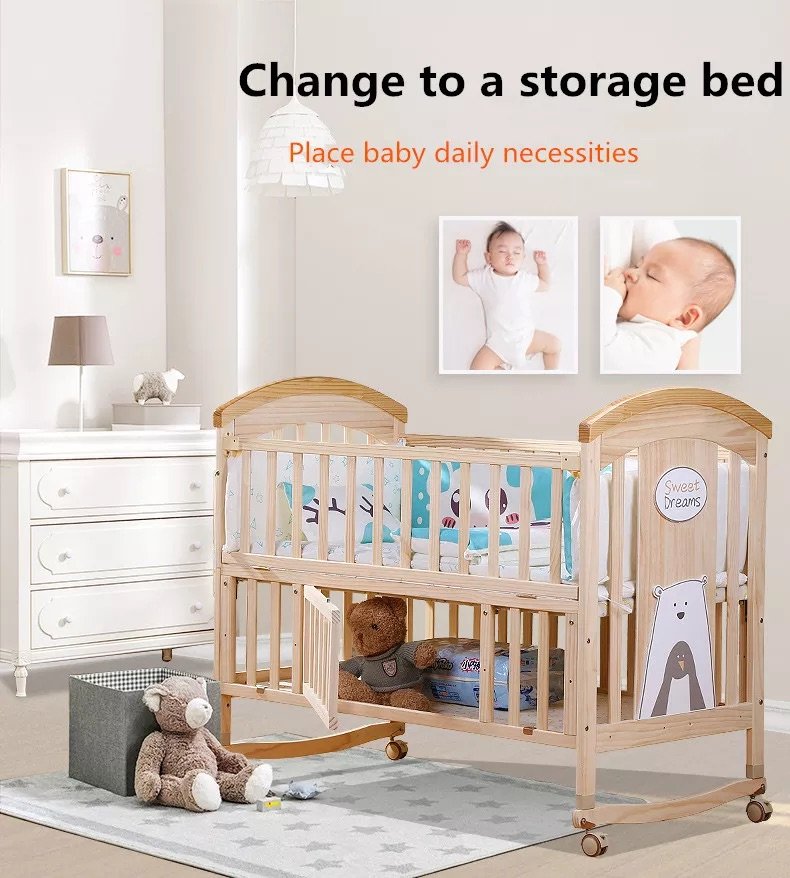 BabyTeddy® 12 in 1 Patented Multifunctional Baby Crib, Baby Cot, Toddler Bed,Cradle Rocker,Convertible Desk,Kid’s Sofa with Mattress and Designer Mosquito Net,Diaper Changing Station - Image 20