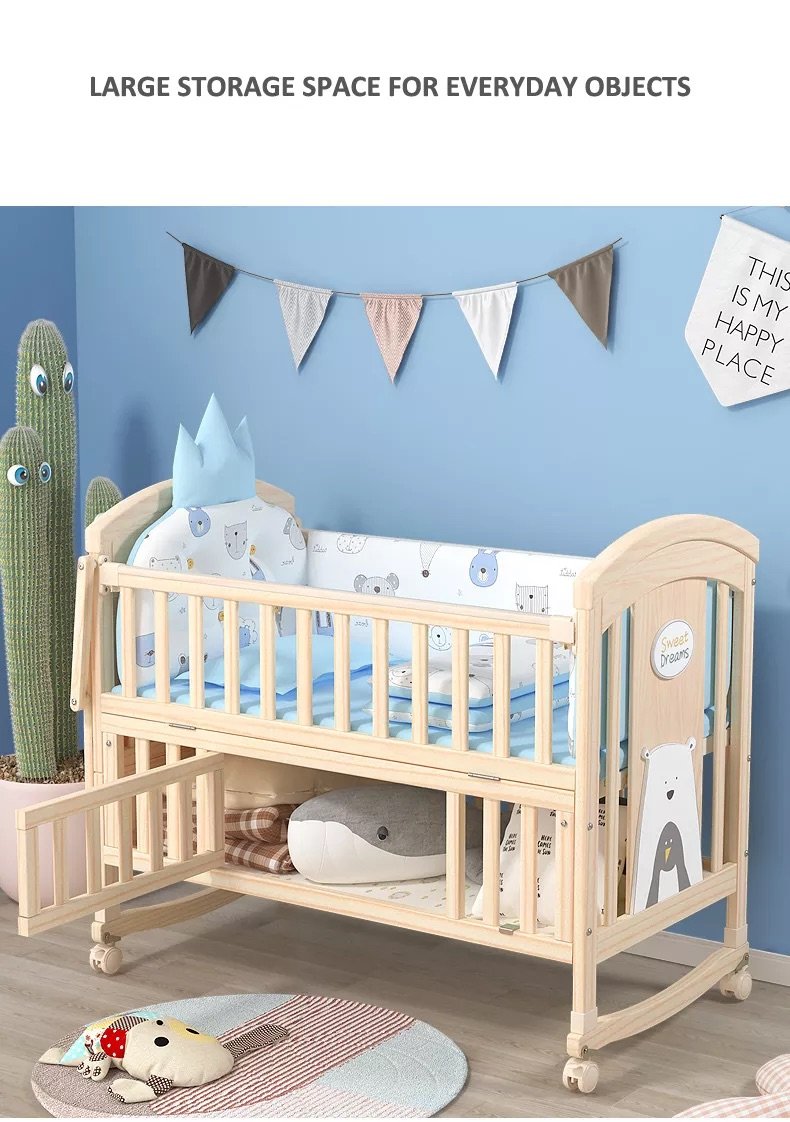 BabyTeddy® 12 in 1 Patented Multifunctional Baby Crib, Baby Cot, Toddler Bed,Cradle Rocker,Convertible Desk,Kid’s Sofa with Mattress and Designer Mosquito Net,Diaper Changing Station - Image 21