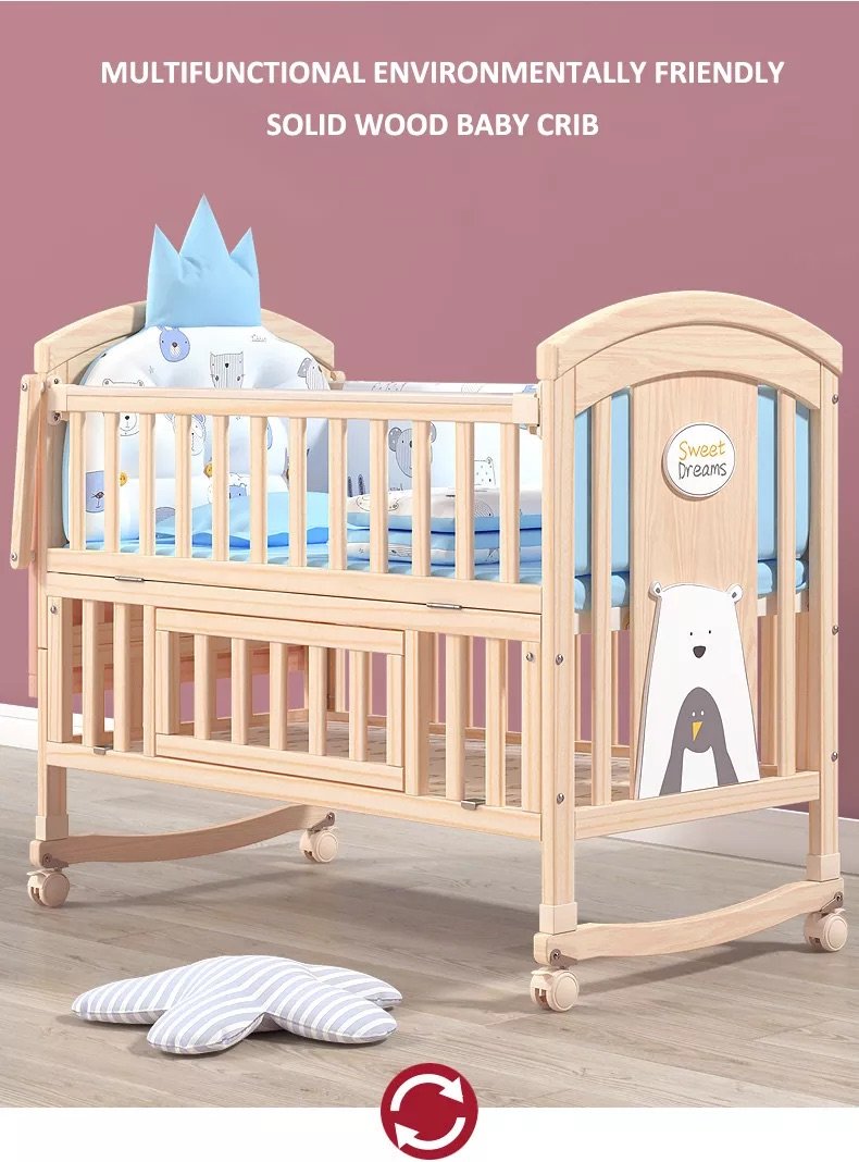 BabyTeddy® 12 in 1 Patented Multifunctional Baby Crib, Baby Cot, Toddler Bed,Cradle Rocker,Convertible Desk,Kid’s Sofa with Mattress and Designer Mosquito Net,Diaper Changing Station - Image 11