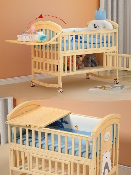 BabyTeddy® 12 in 1 Patented Multifunctional Baby Crib, Baby Cot, Toddler Bed,Cradle Rocker,Convertible Desk,Kid’s Sofa with Mattress and Designer Mosquito Net,Diaper Changing Station - Image 9