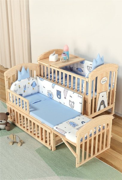 BabyTeddy® 12 in 1 Patented Multifunctional Baby Crib, Baby Cot, Toddler Bed,Cradle Rocker,Convertible Desk,Kid’s Sofa with Mattress and Designer Mosquito Net,Diaper Changing Station - Image 5