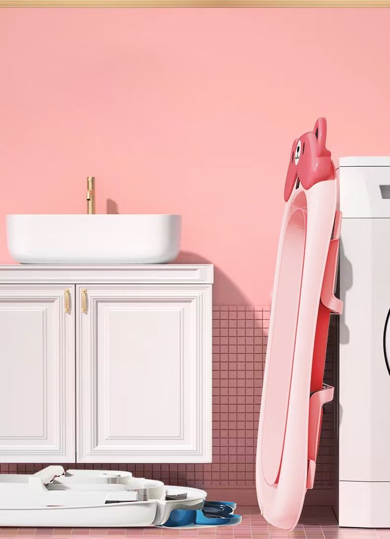 BabyTeddy Patented New Improved 2023 Model Large Baby Bath Tub Collapsible,0-5 Years Anti Skid with Bath Cushion and Thermometer (Temperature Indicator, Blue) - Image 13