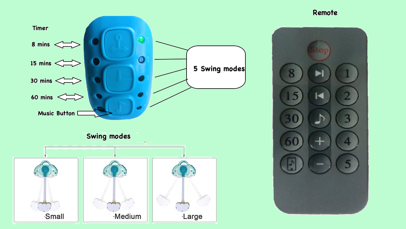 BabyTeddy Premium Automatic Electric Baby Swing Cradle with multipurpose tray Adjustable Swing Speed, Soothing Music | Baby Rocker with Mosquito Net, Safety Belt & Removable Toys Swing for Baby with WhisperQuiet technology (Blue) - Image 11