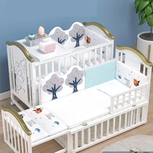 BabyTeddy® Exclusive Limited Edition 12 in 1 Patented Convertible Baby Crib Wooden Cot Bed Swing Desk With Foam Mattress,Mosquito Net and Diaper Changing Station