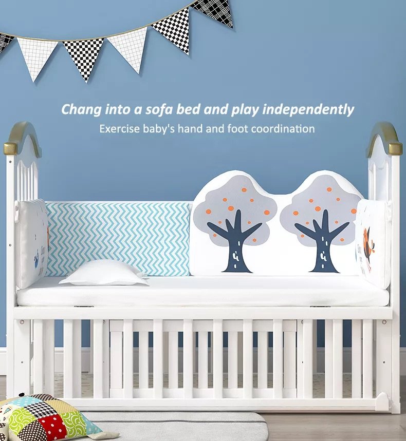 BabyTeddy® Exclusive Limited Edition 12 in 1 Patented Convertible Baby Crib Wooden Cot Bed Swing Desk With Foam Mattress,Mosquito Net and Diaper Changing Station - Image 3