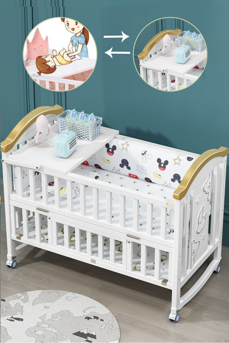 BabyTeddy® Exclusive Limited Edition 12 in 1 Patented Convertible Baby Crib Wooden Cot Bed Swing Desk With Foam Mattress,Mosquito Net and Diaper Changing Station - Image 13