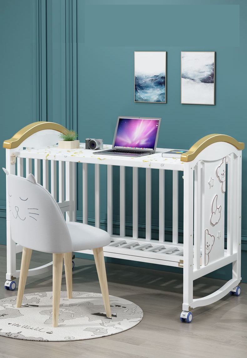 BabyTeddy® Exclusive Limited Edition 12 in 1 Patented Convertible Baby Crib Wooden Cot Bed Swing Desk With Foam Mattress,Mosquito Net and Diaper Changing Station - Image 14